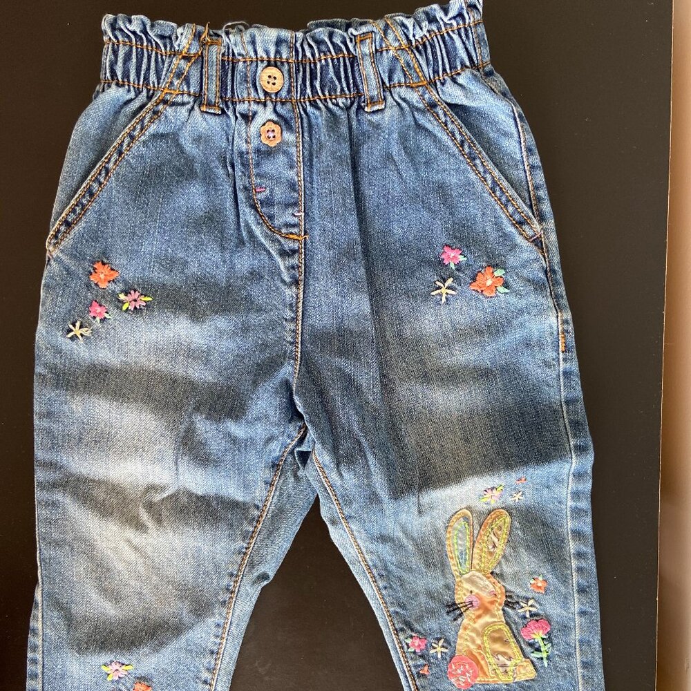 Girls Applique Detail Paperbag Jeans